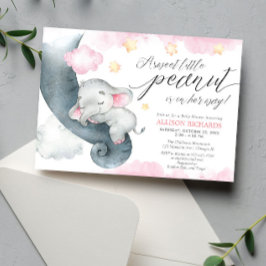 Invitación Elefante dulce cacahuete lindo chica ducha bebé