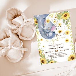 Invitación Elefante dulce Cute Floral Bebé Chica Ducha