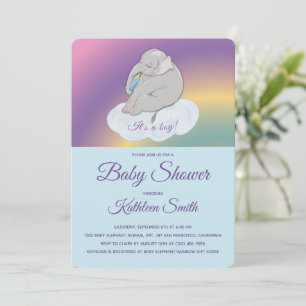 Invitación Elefante dulce dulce de Baby Shower es un niño. Fo