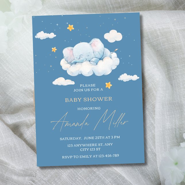 Invitación Elefante durmiente Baby Shower, Boy Baby Shower (Subido por el creador)