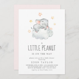 Invitación Elefante durmiente Chica Pequeño Maní Baby Shower