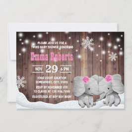 Invitación Elefante elefante Chica gemelo Snowflaes Baby Show