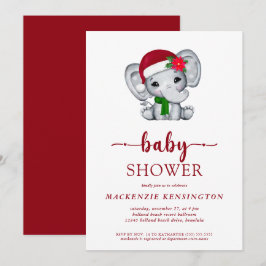 Invitación elefante elefante de Navidades amables Baby Shower