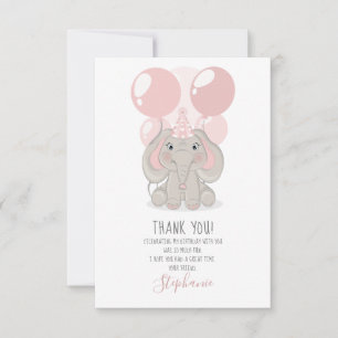 Invitación Elefante en la fiesta de cumpleaños, Gorra gracias