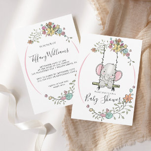Invitación Elefante en un Baby Shower bastante aburrido