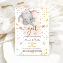 Elefante Es un chica Soft Pink Boho Baby Shower