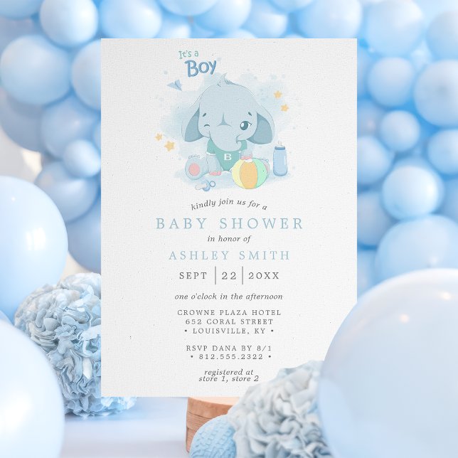 Invitación Elefante es un niño Baby Shower (Subido por el creador)