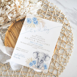 Invitación Elefante es un niño Safari Boho Floral Baby Shower