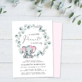 Invitación Elefante Eucalyptus Baby Girl Shower