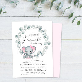 Invitación Elefante Eucalyptus Bebé Chica Ducha