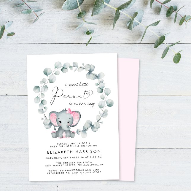 Invitación Elefante Eucalyptus Niña Sprinkle (Subido por el creador)
