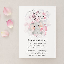 Invitación Elefante floral moderno es un Baby Shower Chica