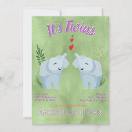 Invitación Elefante gemelo Baby Shower