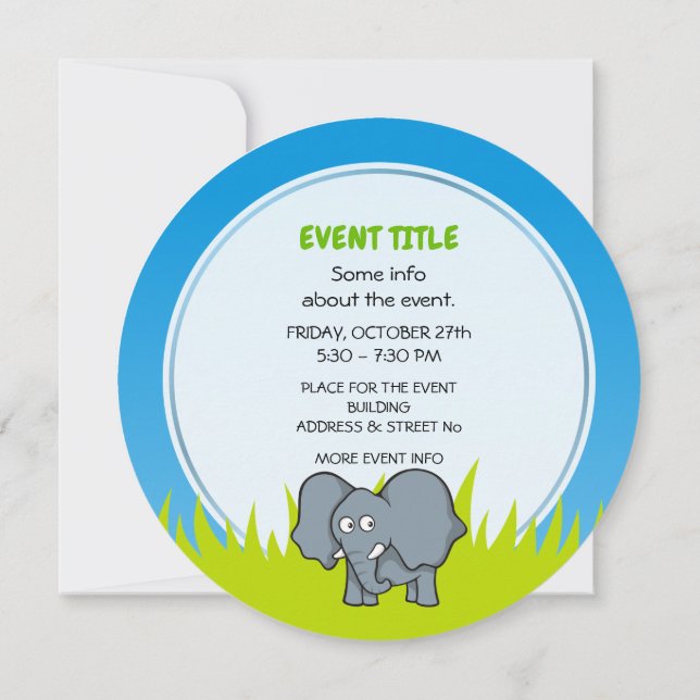 Invitación Elefante gris (Reverso)