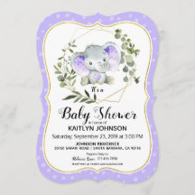 Elefante Lavender Baby Shower moderno