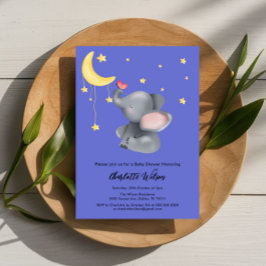 Invitación Elefante lindo con Baby Shower de mariposa pequeña