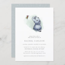 elefante lindo con ducha de bebé de mariposa