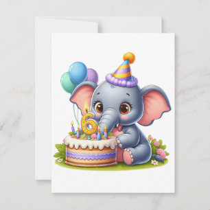 Invitación Elefante Lindo Cumpleaños 6