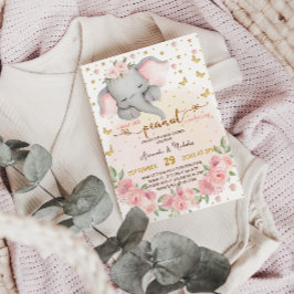 Invitación Elefante lindo Estrella de la Luna Niña Ducha