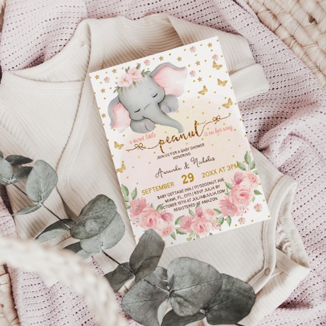 Invitación Elefante lindo Estrella de la Luna Niña Ducha (Subido por el creador)