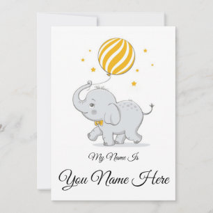 Invitación Elefante lindo jugando con pelota regalo para niño