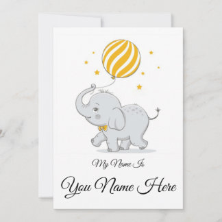 Invitación Elefante lindo jugando con pelota regalo para niño