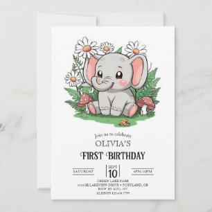 Invitación Elefante Majestic 1er cumpleaños digital