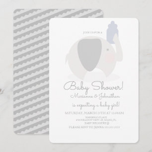 Invitación Elefante Minimalista para Shower de Bebe Niño con