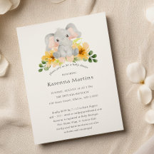 Elefante moderno Sexo floral Neutral Baby Shower