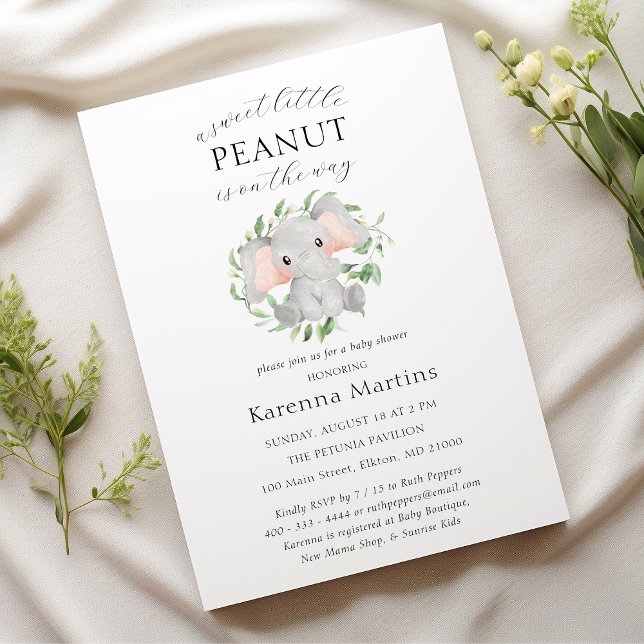 Invitación Elefante moderno verde dulce poco Baby Shower (Subido por el creador)
