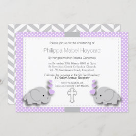 Invitación Elefante morado y gris 🐘 bebé - Cristalización