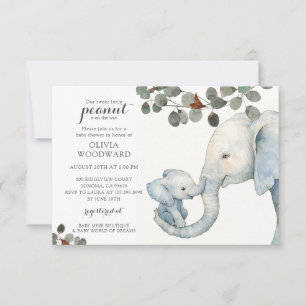 Invitación Elefante Neutral De Baby Shower Y Verdor De Género