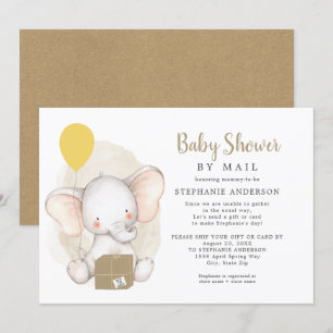Invitación Elefante neutral de género Baby Shower por correo