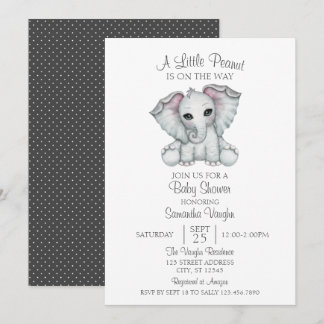Invitación Elefante Neutral de Género Minimalista Baby Shower