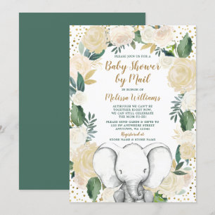 Invitación Elefante neutro de género Baby Shower por correo