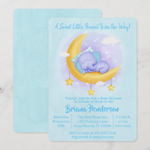 Invitación Elefante Niño Dulce Cacahuete Fiesta de Bebé