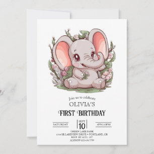 Invitación Elefante Personalizado Jugador 1er cumpleaños digi
