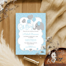 Elefante Polka Dots Oh niño globos azules