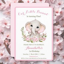 Invitación Elefante Primer Chica de cumpleaños Personalizado