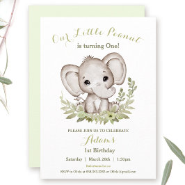 Invitación Elefante Primer niño de cumpleaños Personalizado d