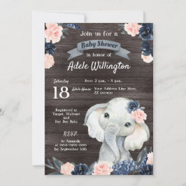 Invitación Elefante Regalo acuarela Floral Marina de Madera R