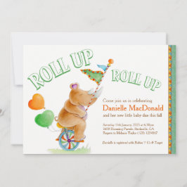 Invitación elefante rinoceronte acuarela marrón verde ducha d