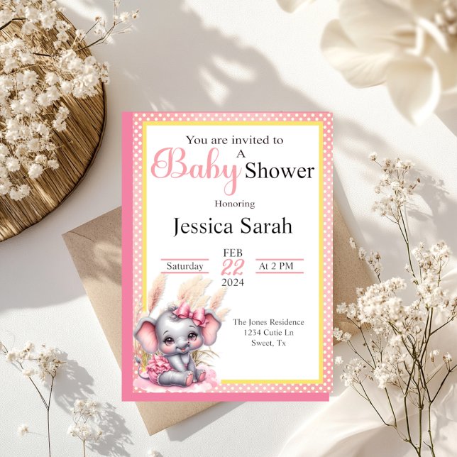 Invitación Elefante rosa dulce - Sonrisas de maní (Subido por el creador)