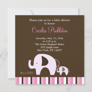 Invitación Elefante rosa (es un Chica) 5x5 Invitar