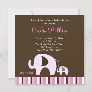 Invitación Elefante rosa (es un Chica) 5x5 Invitar