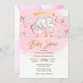 Invitación Elefante Rosa Twinkle Pequeño Estrella Chica Baby 