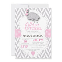 Elefante rosa y gris blanco 🐘 Baby Shower