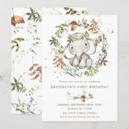 Invitación Elefante Rústico Cae Leafy Sexo Nacimiento Neutral