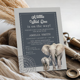Invitación Elefante Safari Wild One Baby Shower