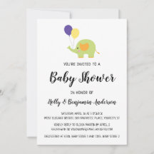 Elefante simple para ducha de bebé con globos